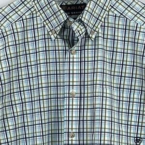 Ariat Pro Series‎ Blue Black Green Plaid Long Sleeve Shirt Western Large Men's